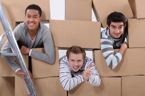 Trained movers using protective gear during a Brixton man and van job
