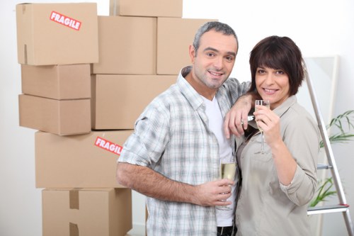 Furniture and boxes prepared for a Brixton house removal